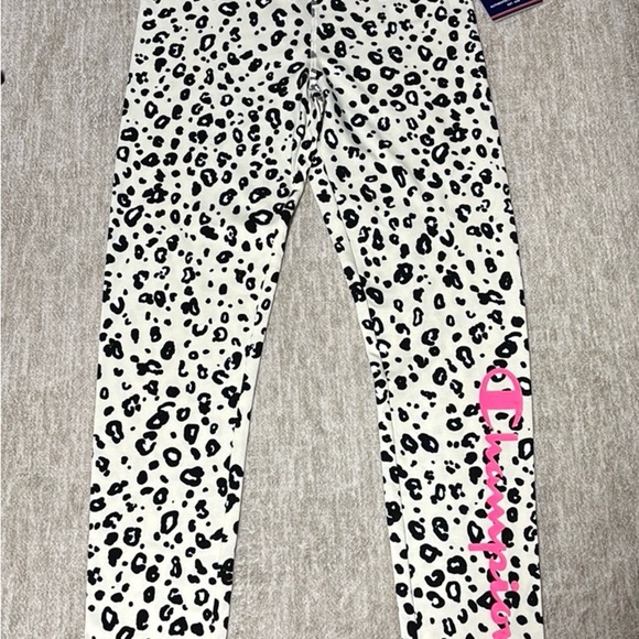 NWT Champion leggings girls sz large 11/12 animal print cheetah cream black - Picture 1 of 6